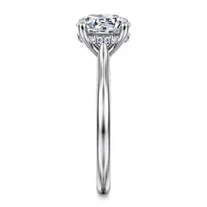 14K White Gold Round Solitaire Diamond Engagement Ring- AZUCENA