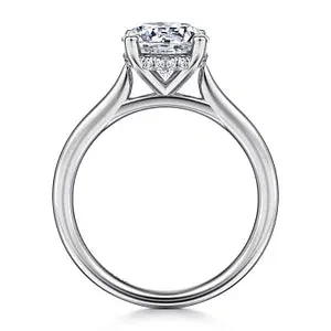 14K White Gold Round Solitaire Diamond Engagement Ring- AZUCENA