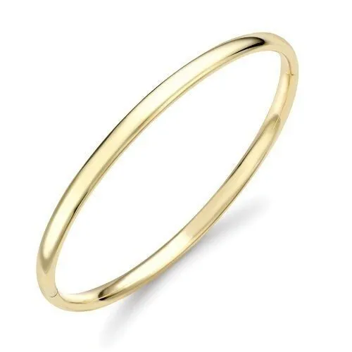 18ct Gold Oval Bangle, Women's Timeless Hinged Solid Look, 4mm, 26.80g, Gift Box Included