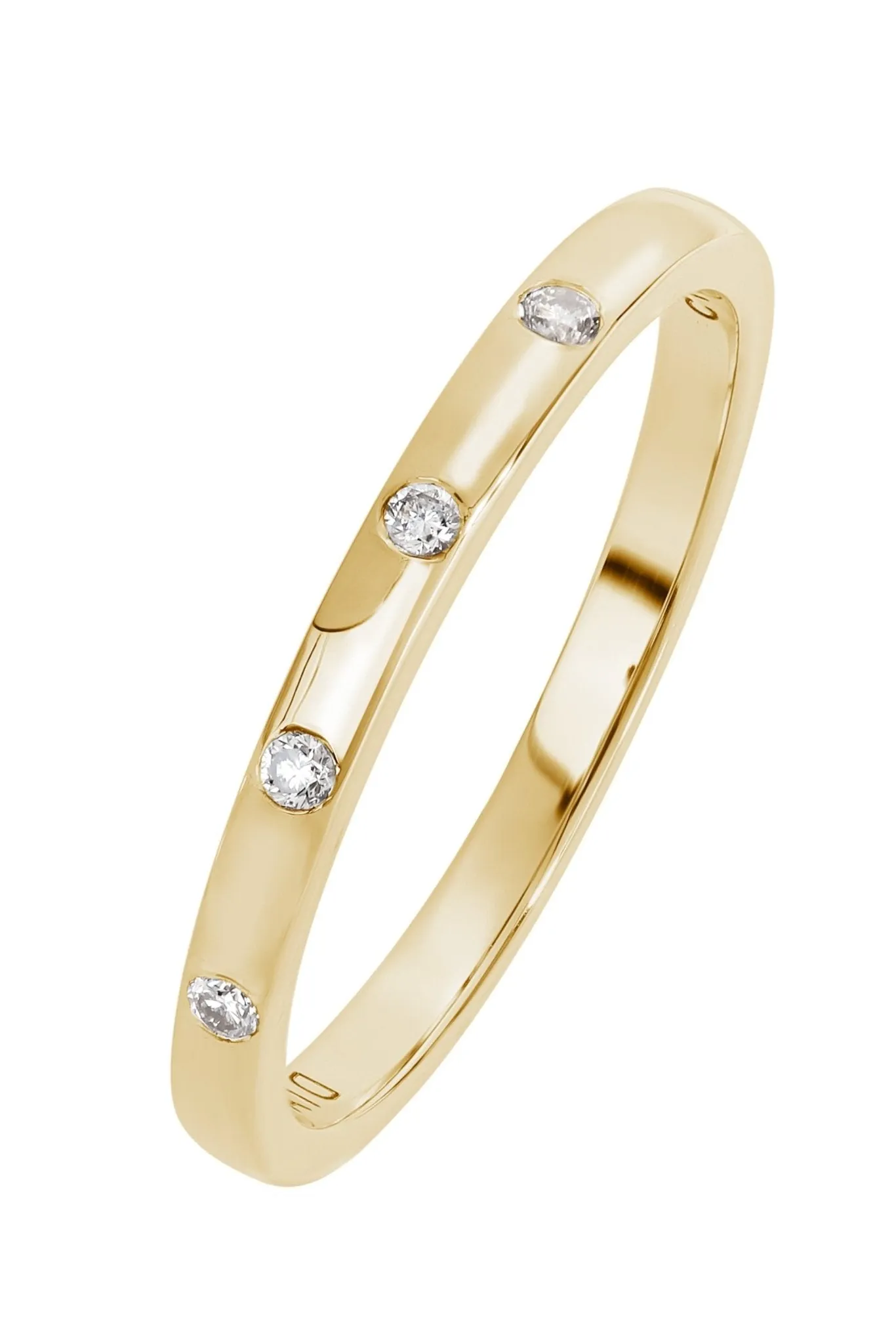 9ct Yellow Gold Diamond Bezel Set Ring