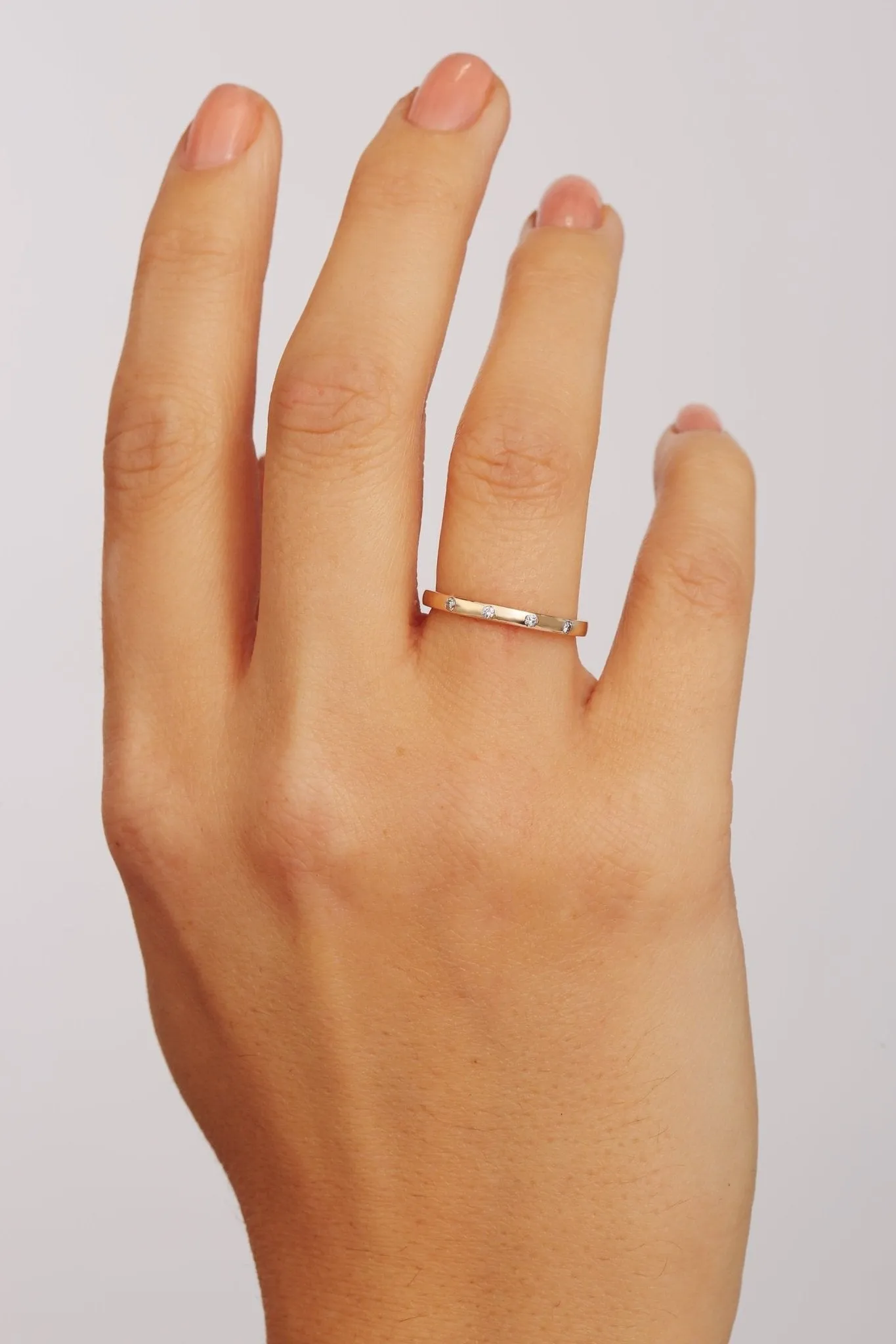 9ct Yellow Gold Diamond Bezel Set Ring
