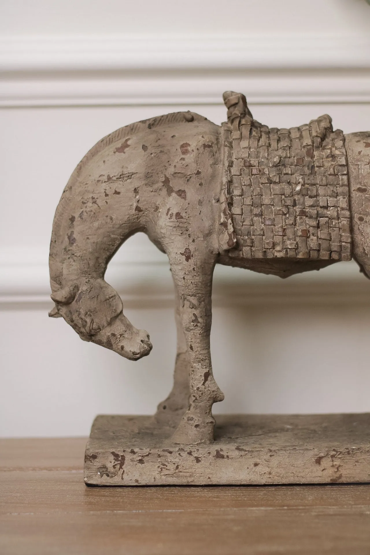 Aged Bowing Horse Sculpture