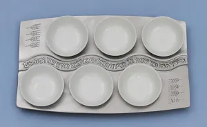 Aluminum And Cobalt Glass Seder Plate by Shraga