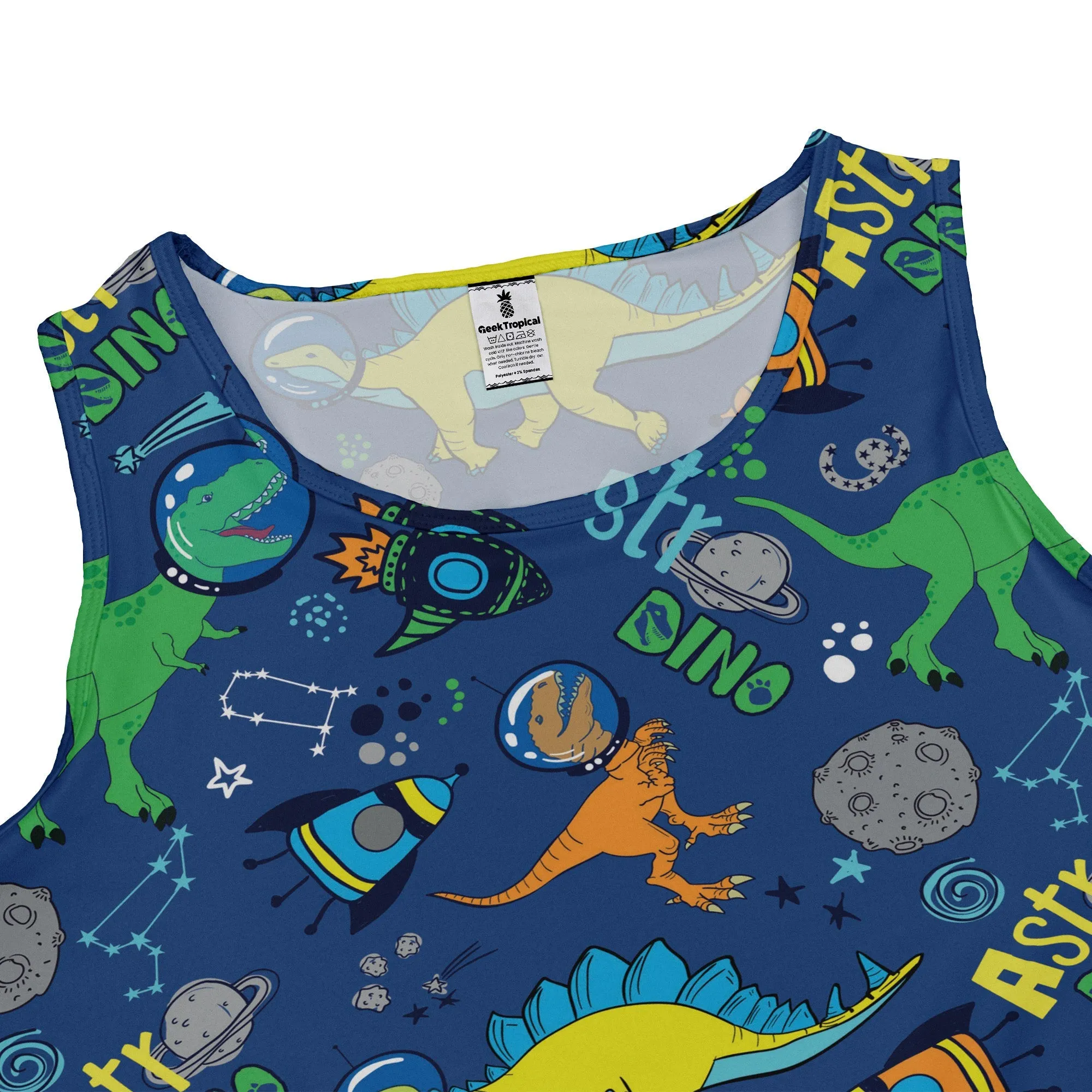 Astro Dino Dinosaur Outer Space Blue Dress