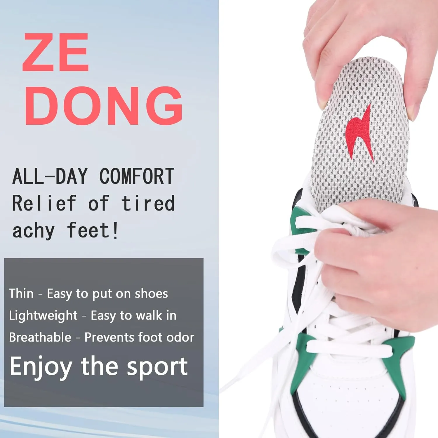 Breathable Shoe Insoles Inserts, Comfort Thin Lightweight Shoe Insole, Cushion Insoles Shock Absorbing for Foot Pain Relief, Replacement Insoles for Men Woman (Gray, XL:(Men10-11/Women11-12))