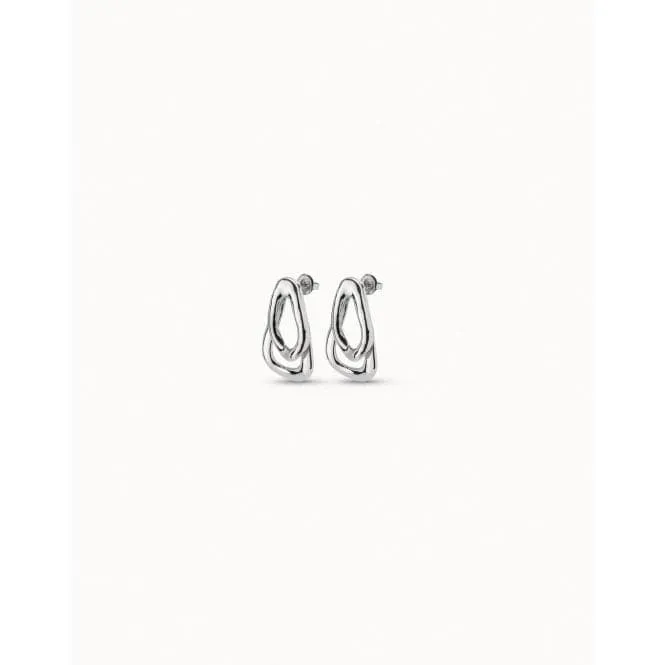 Connected Silver Metal Earrings