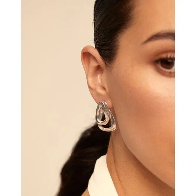 Connected Silver Metal Earrings