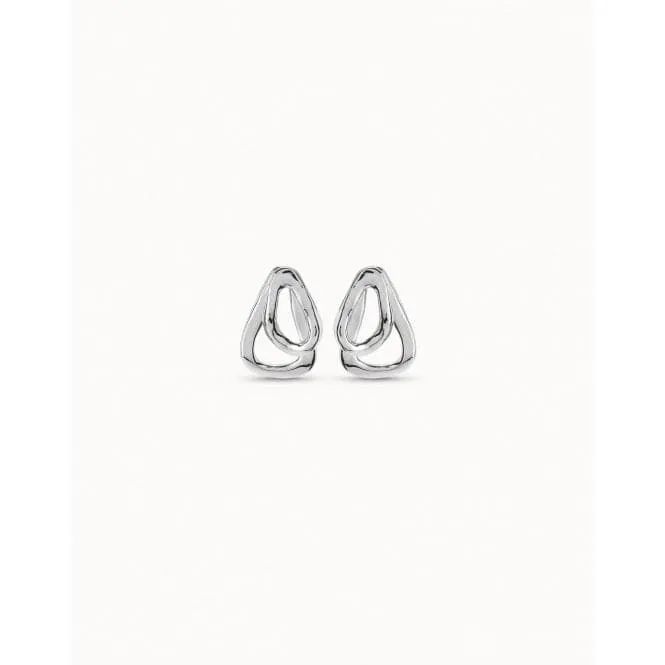 Connected Silver Metal Earrings