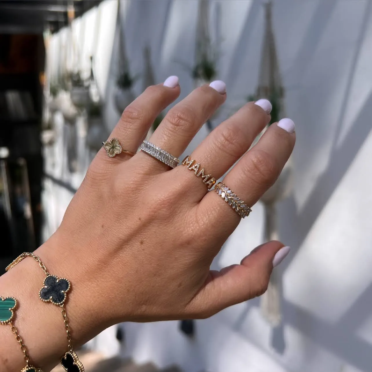 Diamond Halo Fluted Clover Ring