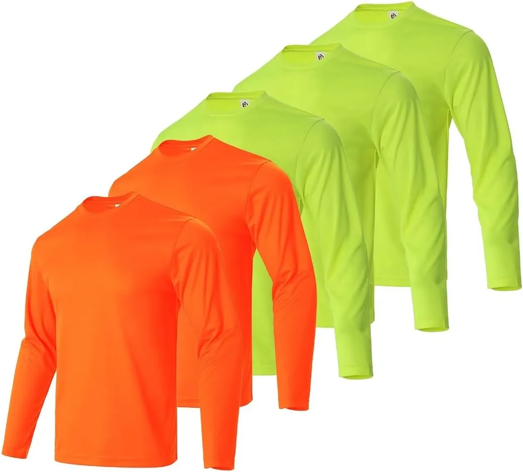 Facitisu Men Long Sleeve T Shirts Pack Quick Dry Athletic Running Activewear Workout Performance Tee Shirts