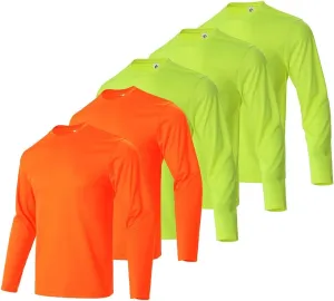 Facitisu Men Long Sleeve T Shirts Pack Quick Dry Athletic Running Activewear Workout Performance Tee Shirts