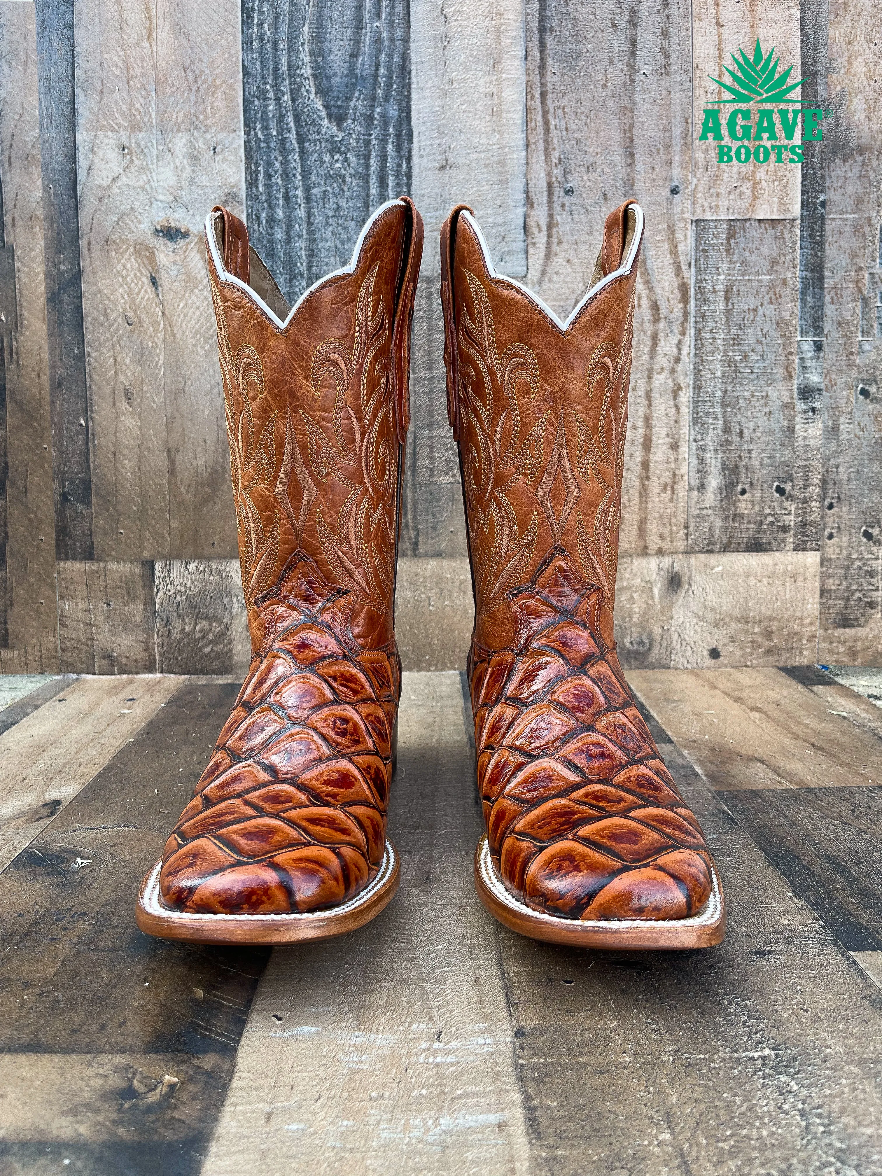 FISH COGNAC | MEN SQUARE TOE WESTERN COWBOY BOOTS