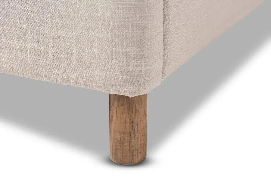 Germaine Beige Mix Linen Fabric Grid-Tufting Platform Bed (Queen)