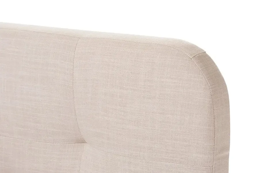 Germaine Beige Mix Linen Fabric Grid-Tufting Platform Bed (Queen)
