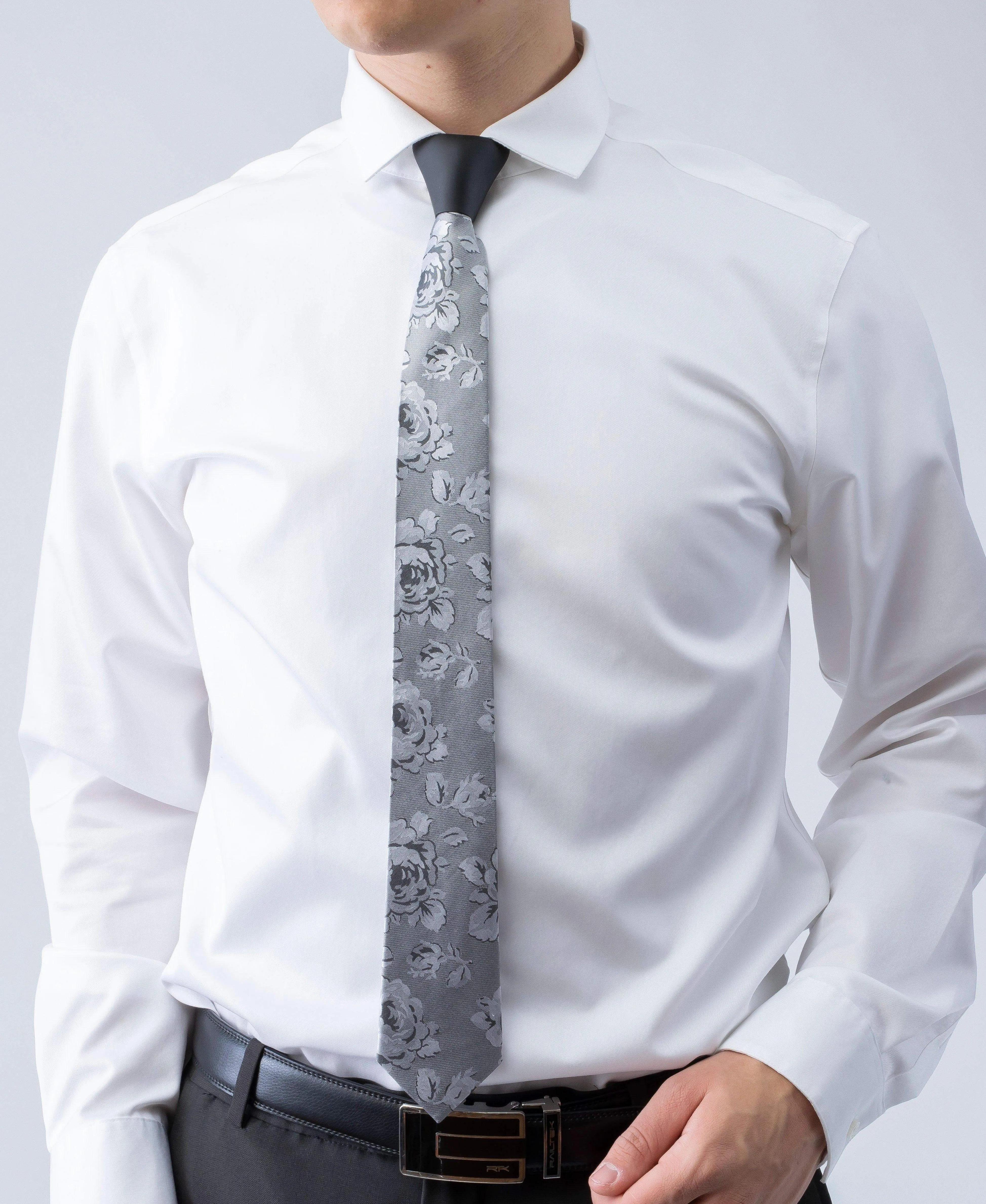 Grey Silk Floral & Blue Silk Floral - 2 TIE SET