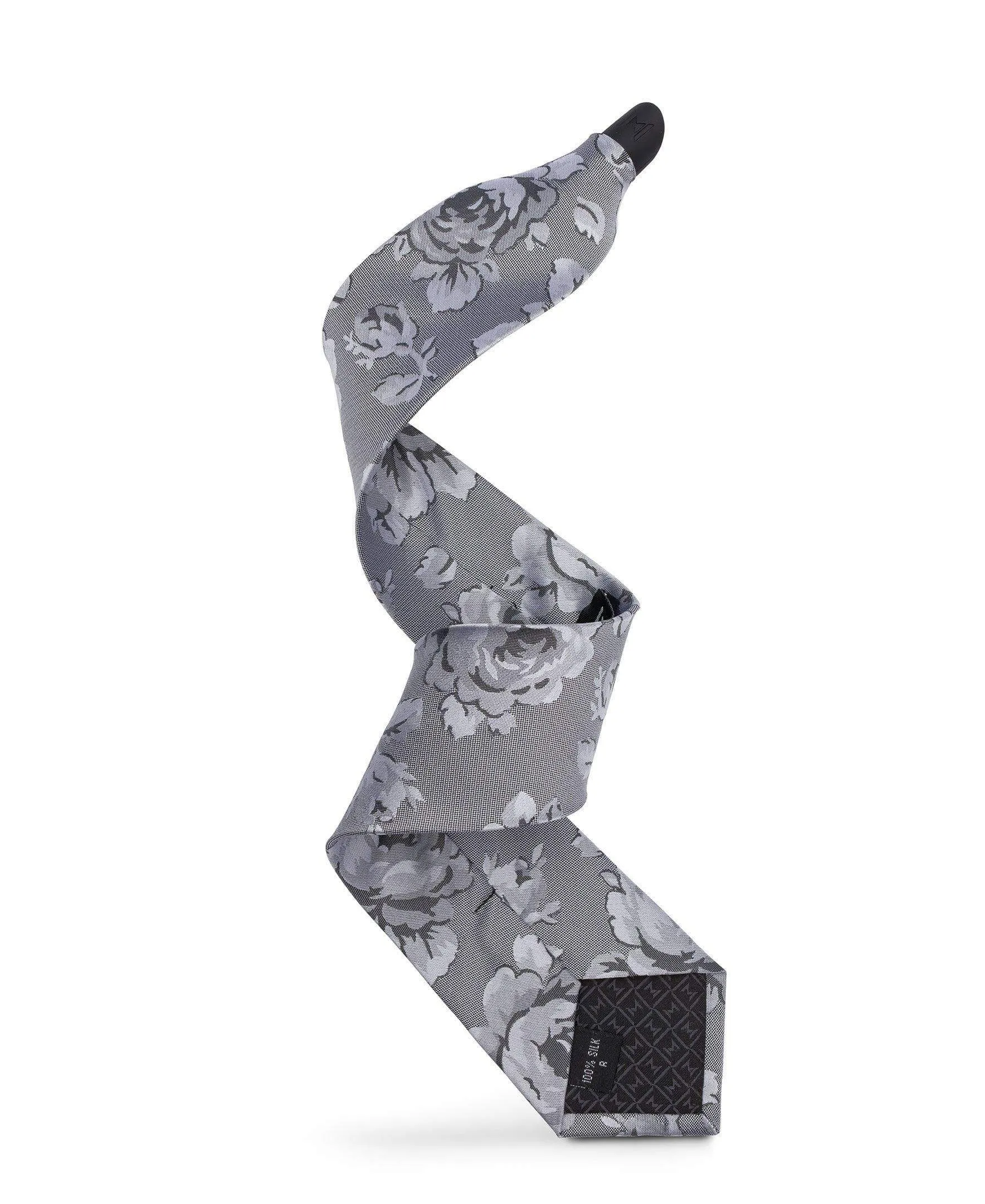 Grey Silk Floral & Blue Silk Floral - 2 TIE SET