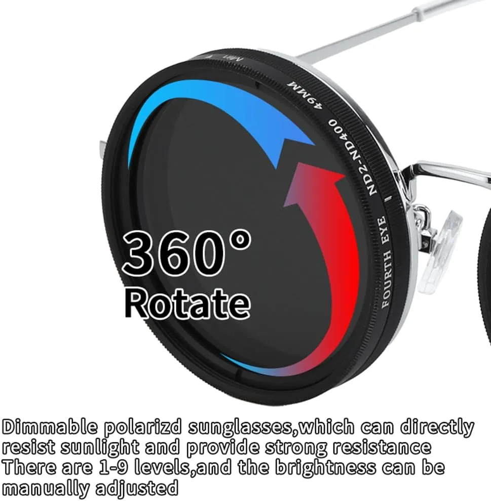 Hand Made Nd-400 9 Gears Round Polarized Adjustable Dimming Men Sunglasses women Filter Diving Fishing