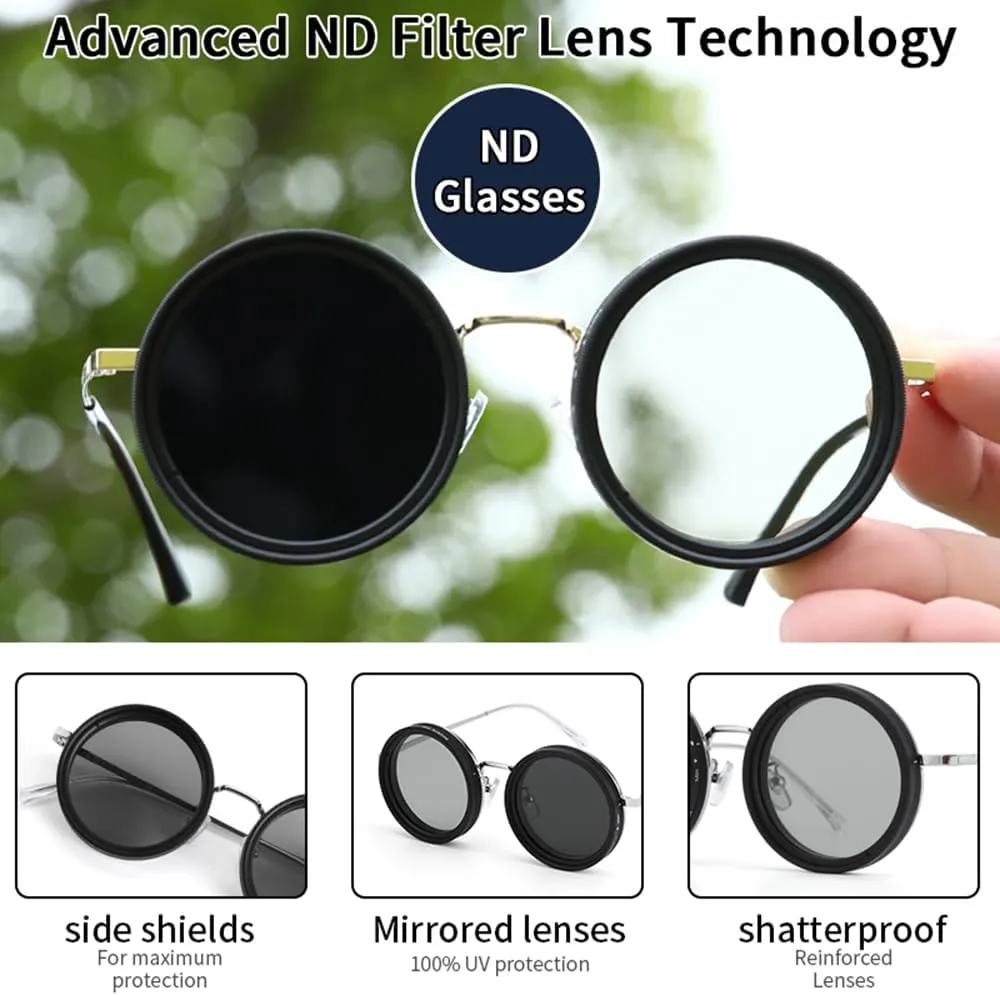 Hand Made Nd-400 9 Gears Round Polarized Adjustable Dimming Men Sunglasses women Filter Diving Fishing