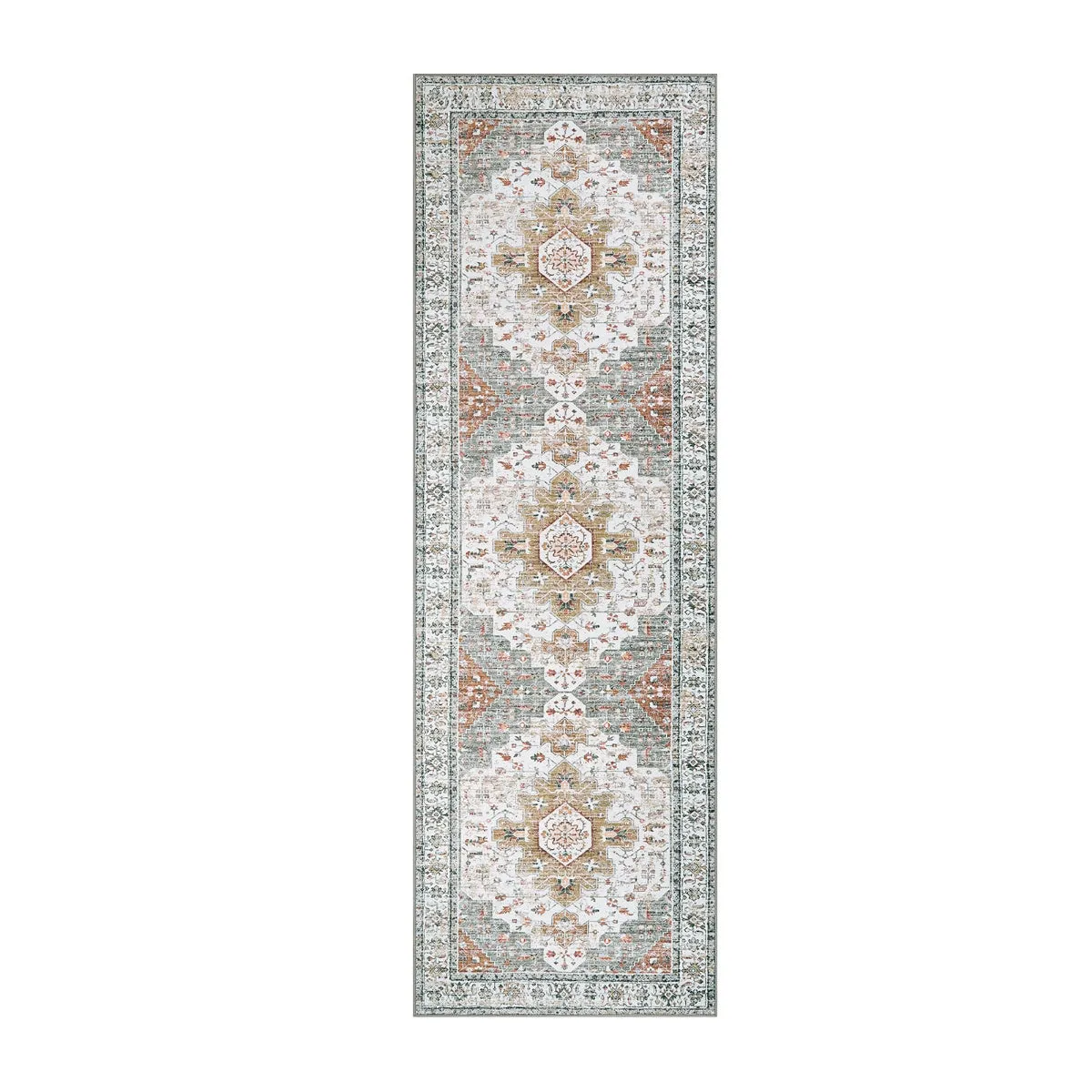 Helene Ultra-Thin Washable Vintage Floral Beige & Gold Area Rug
