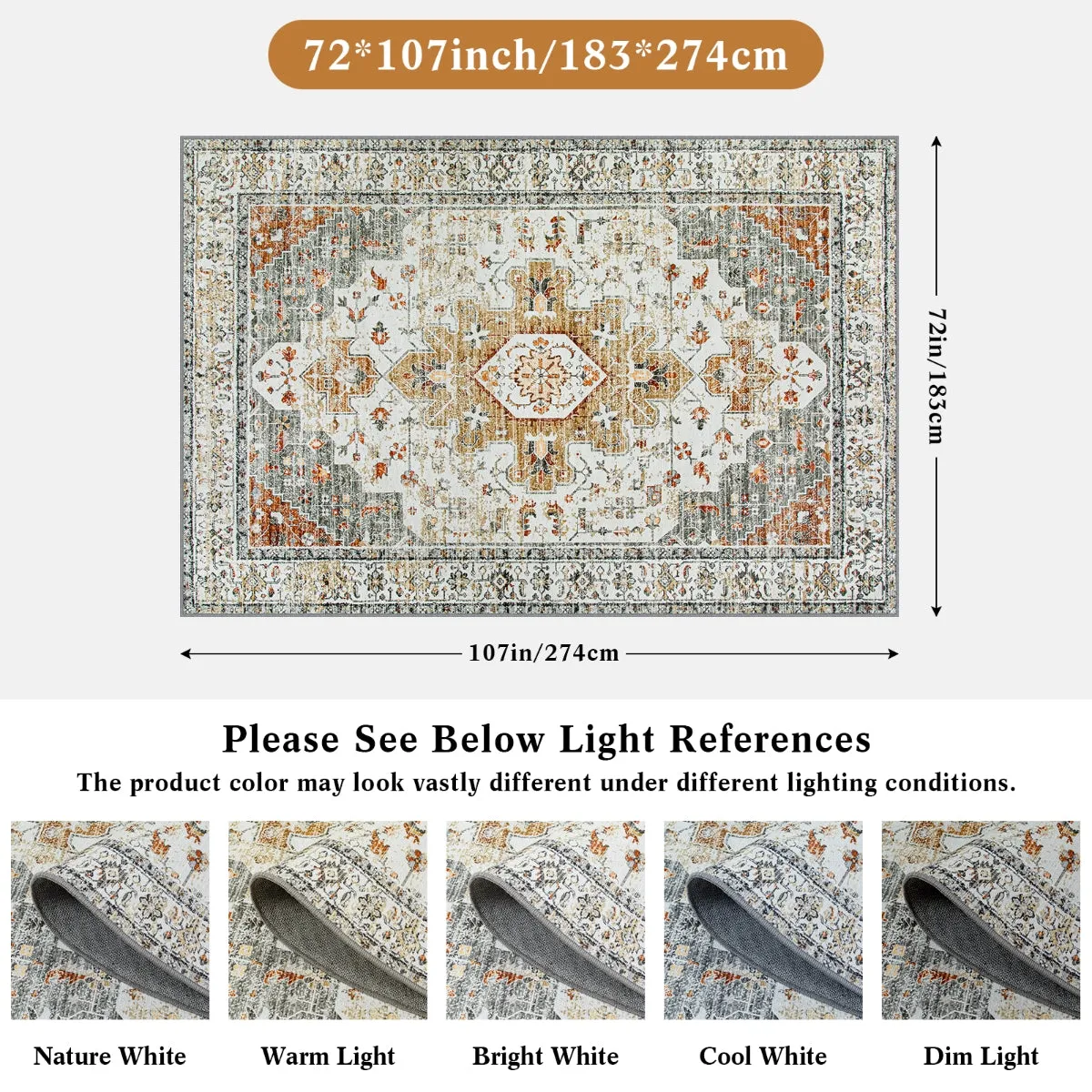 Helene Ultra-Thin Washable Vintage Floral Beige & Gold Area Rug
