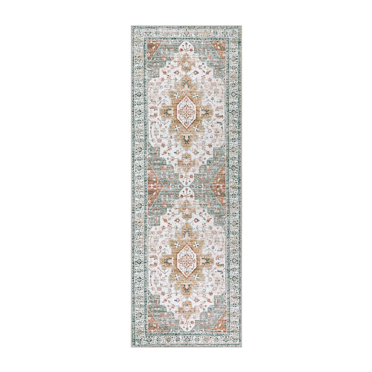 Helene Ultra-Thin Washable Vintage Floral Beige & Gold Area Rug