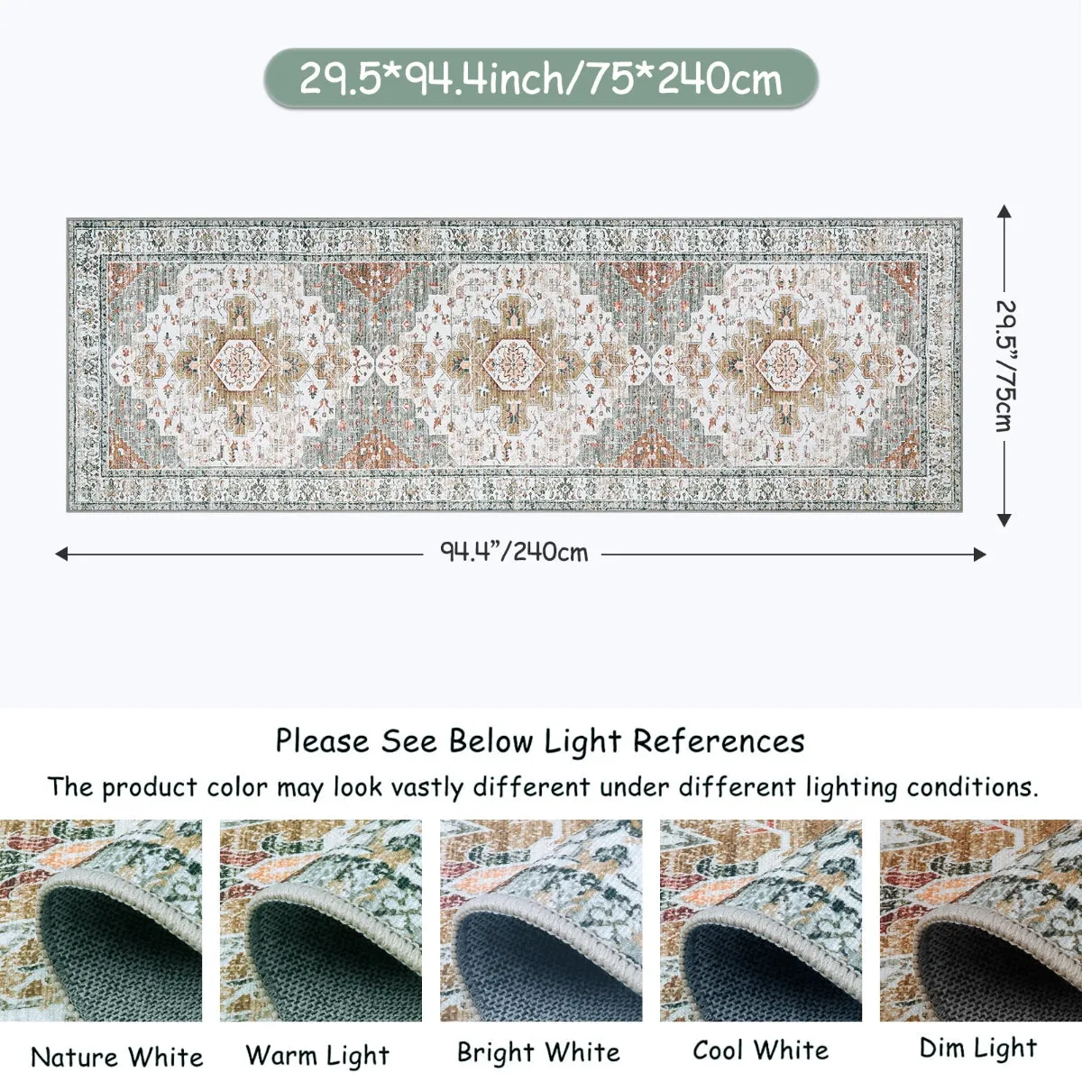 Helene Ultra-Thin Washable Vintage Floral Beige & Gold Area Rug