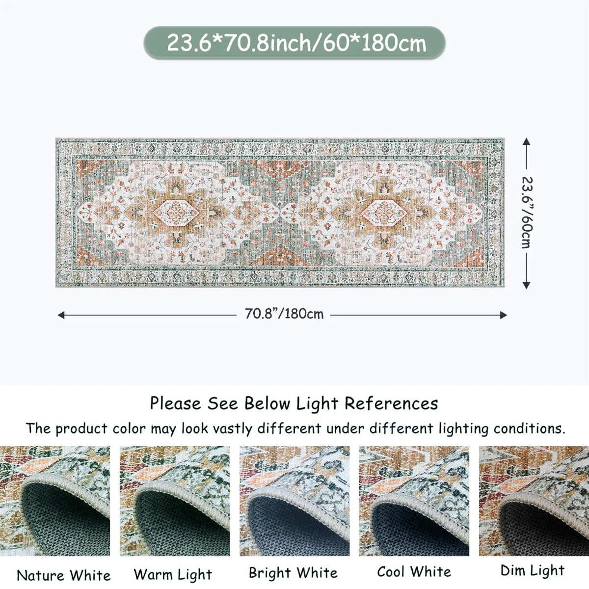 Helene Ultra-Thin Washable Vintage Floral Beige & Gold Area Rug