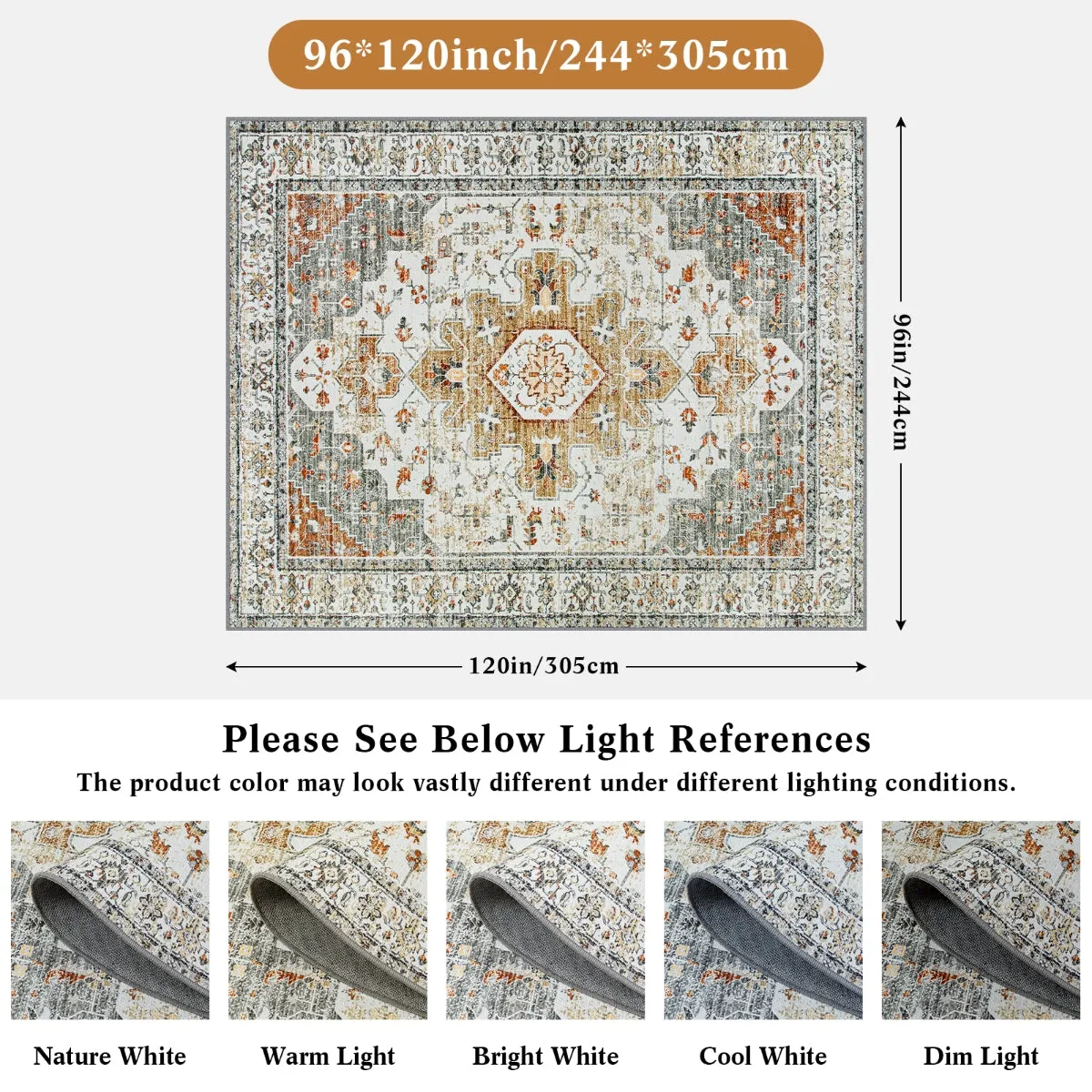 Helene Ultra-Thin Washable Vintage Floral Beige & Gold Area Rug