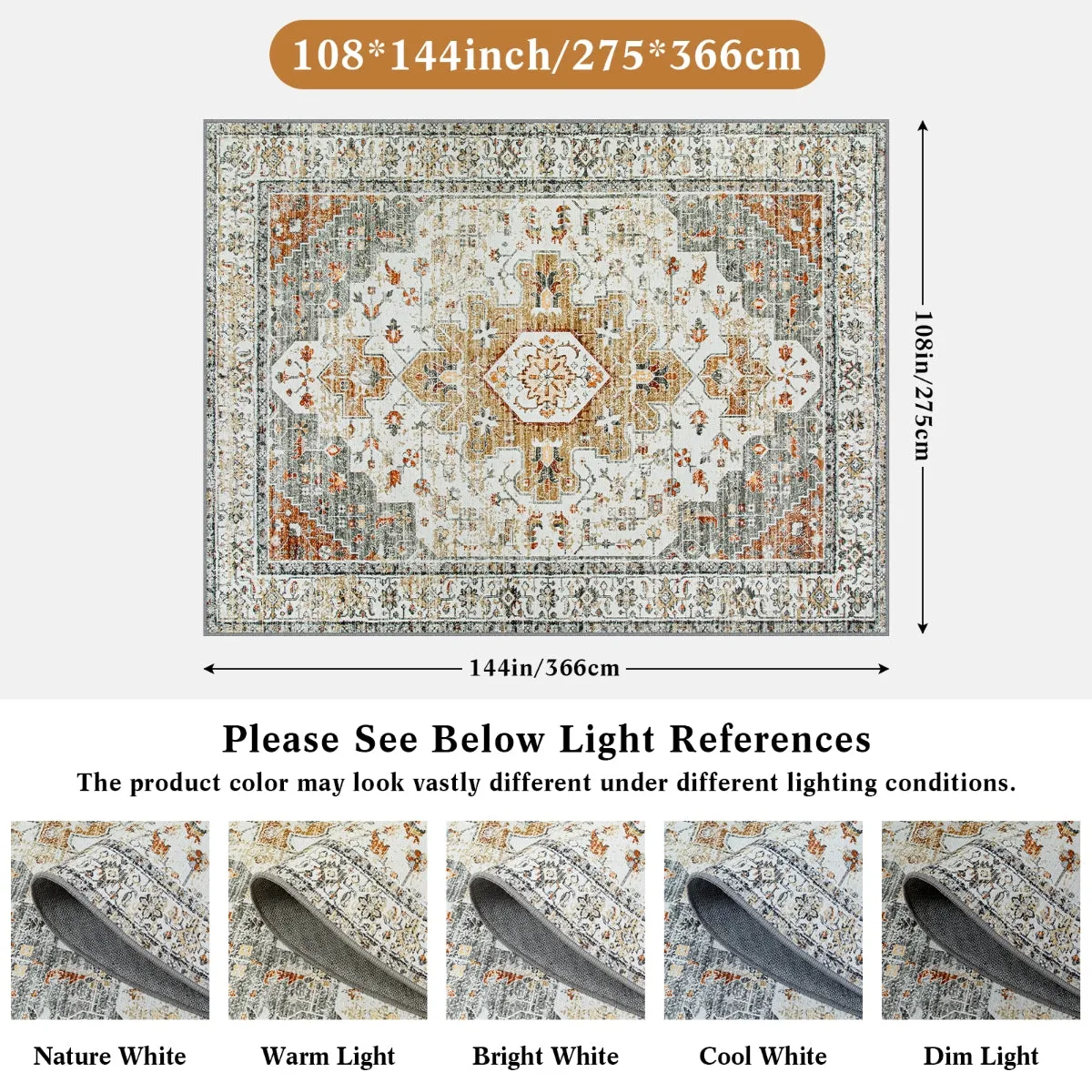 Helene Ultra-Thin Washable Vintage Floral Beige & Gold Area Rug