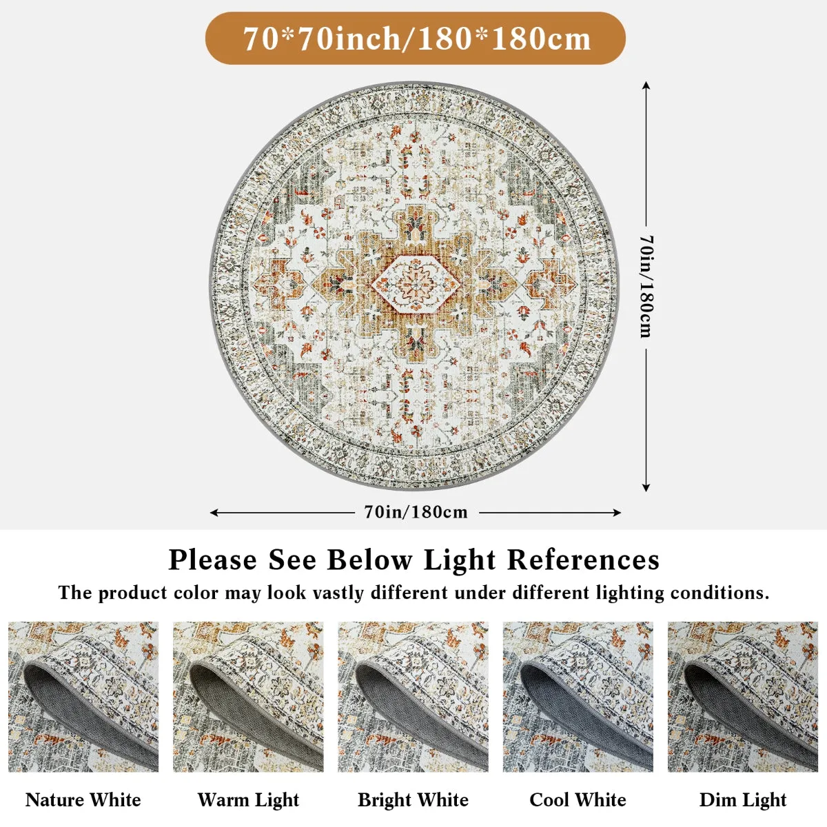 Helene Ultra-Thin Washable Vintage Floral Beige & Gold Area Rug