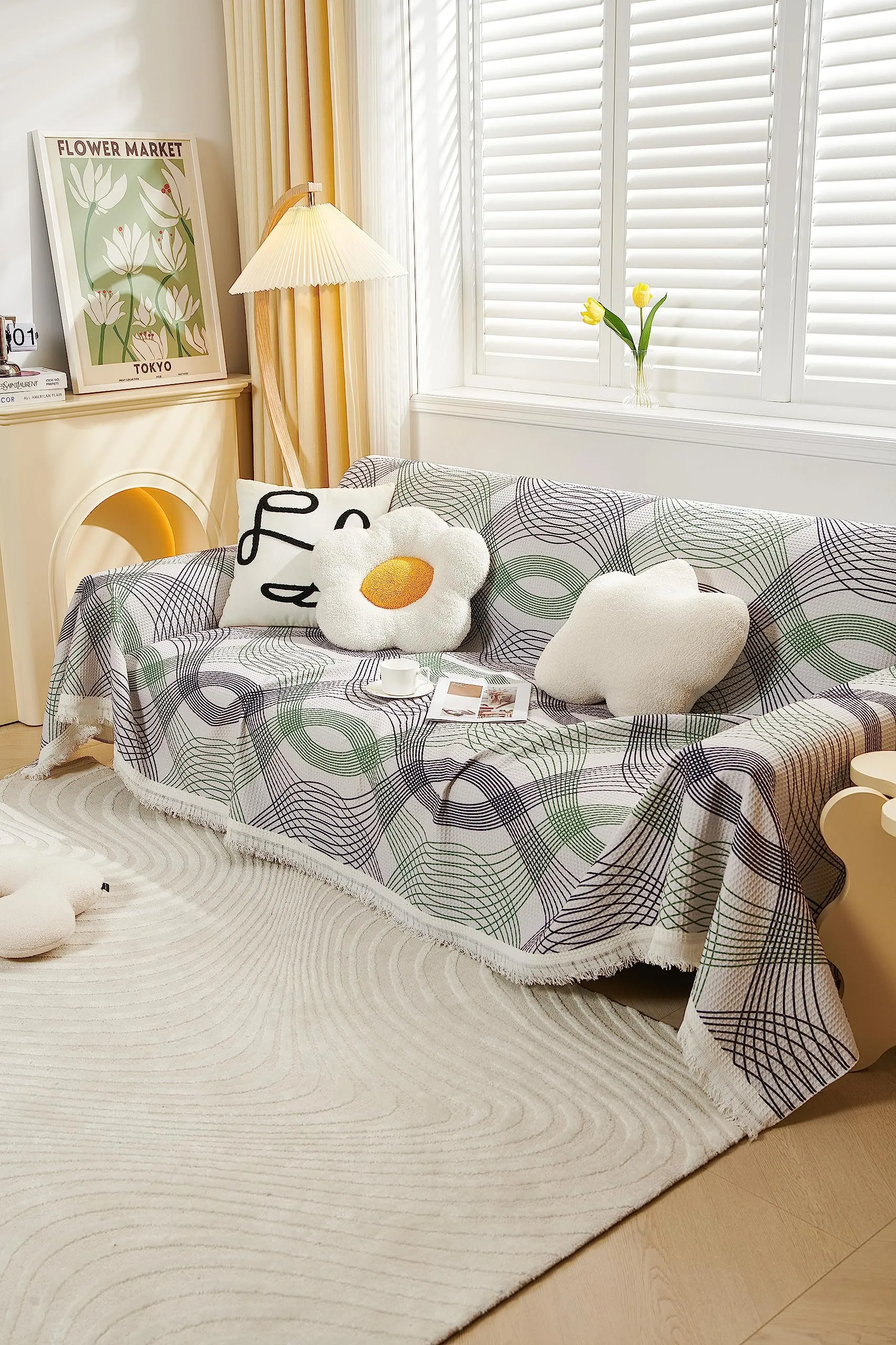 Homestic Decorative Chenille Sofa Throw for Indoor & Outdoor 70x90 Inches (Multi)