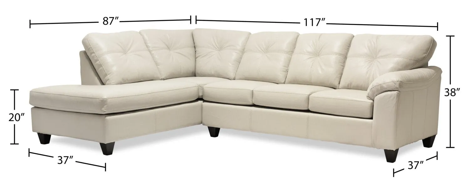 Irene 2-Piece Leath-Aire Left-Facing Sectional - Beige