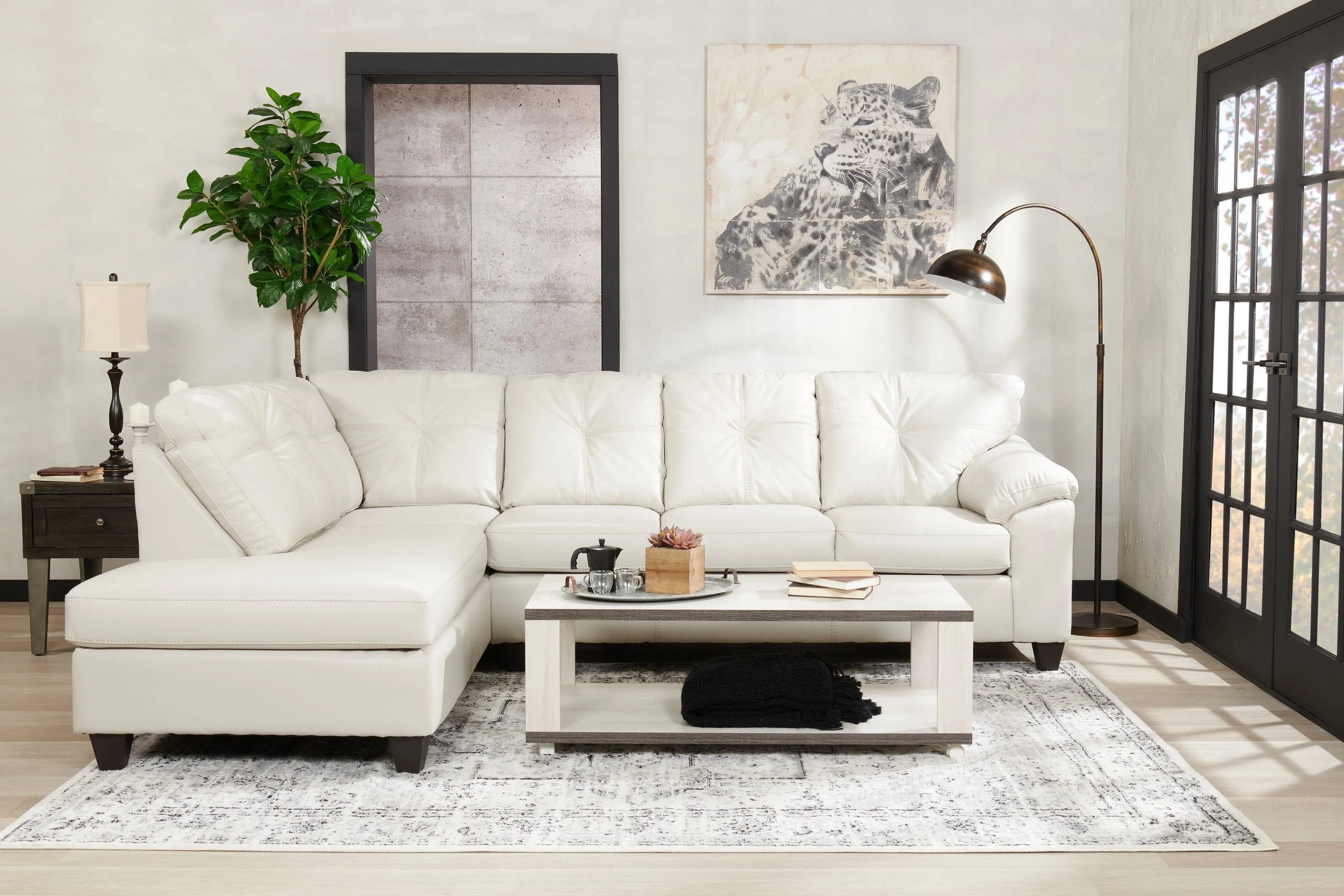 Irene 2-Piece Leath-Aire Left-Facing Sectional - Beige