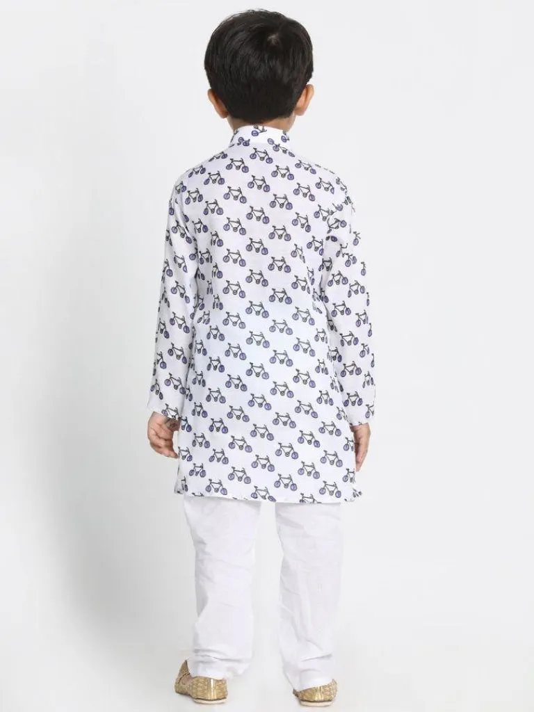 Jashvi Boy's Cycle Print Kurta And Pyjama Set