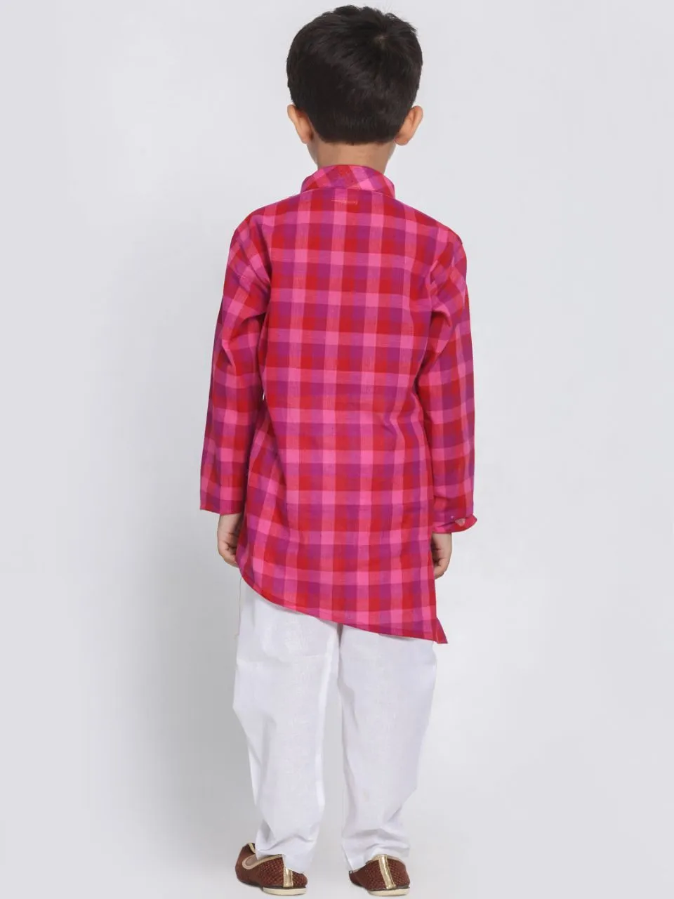 Jashvi Boys' Purple Cotton Kurta and Pyjama Set