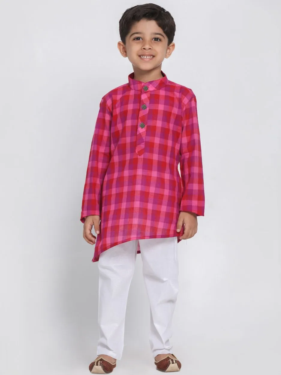 Jashvi Boys' Purple Cotton Kurta and Pyjama Set