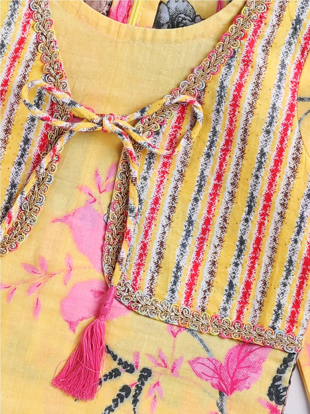 Jashvi Girls' Yellow Kurta And Patiala Set