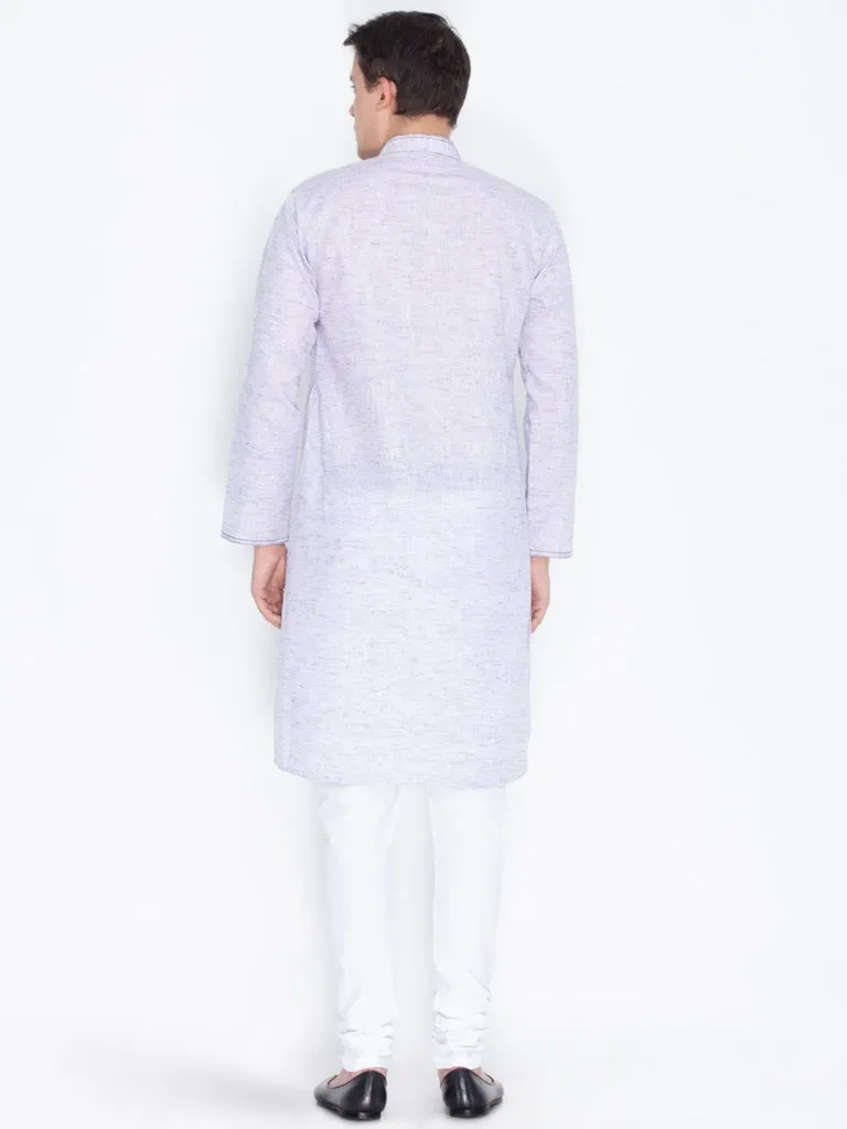 Jashvi Men's Purple Color Linen Kurta and Pyjama Set