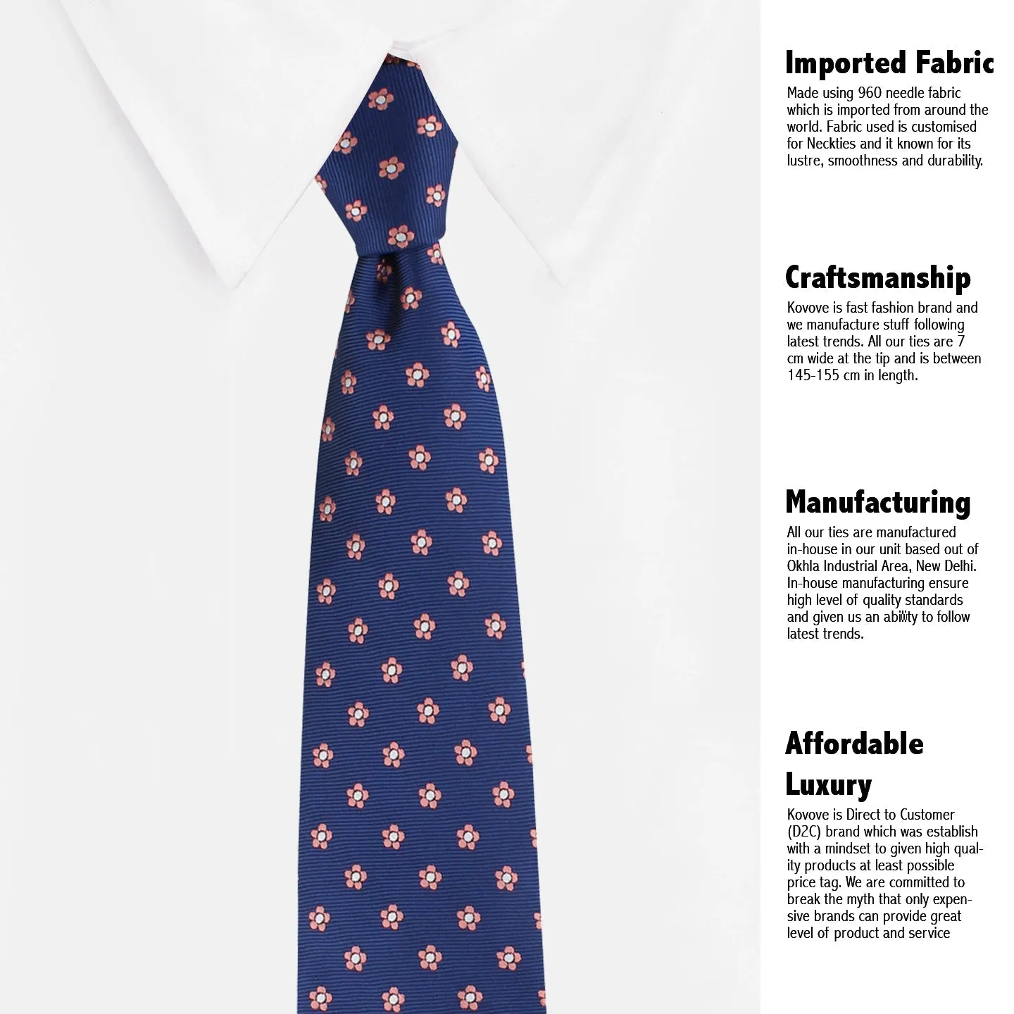 Kovove Classy Blue Floral Neck Tie For Men