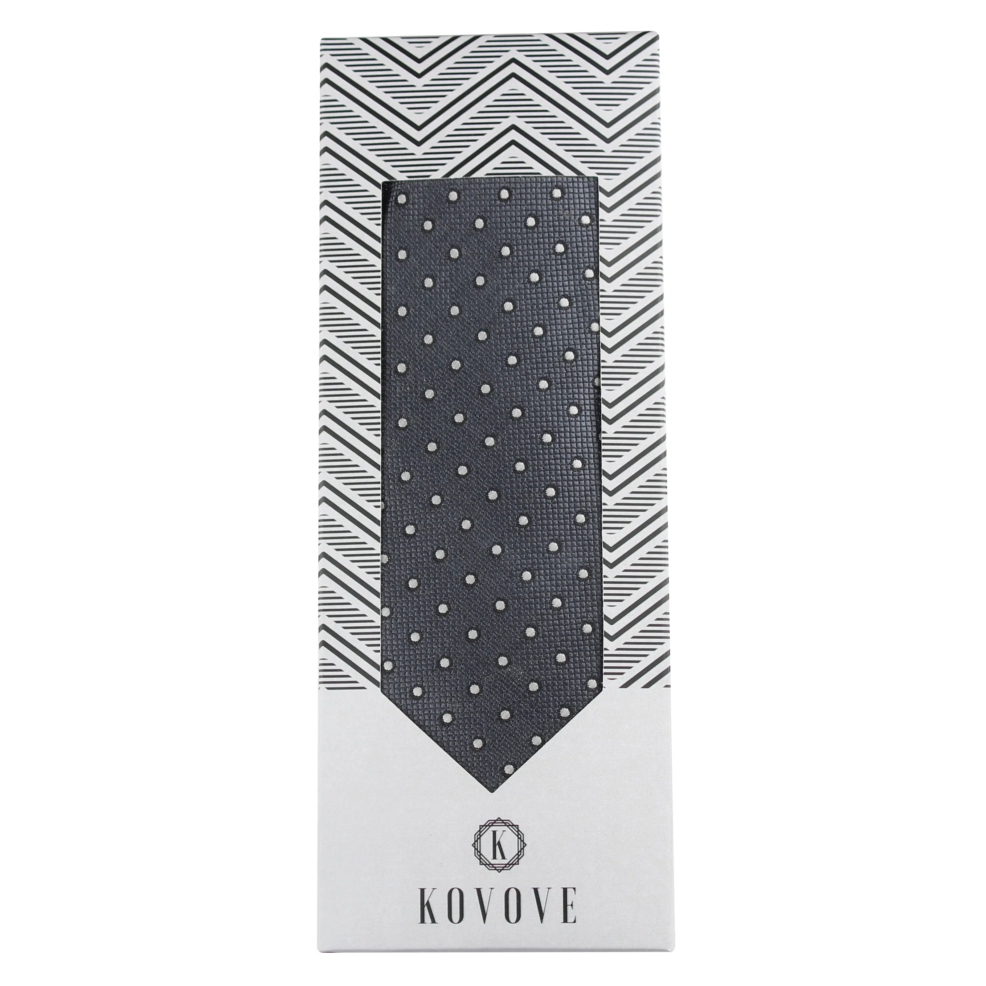 Kovove The Enchanting Polka Dot Dark Grey Necktie For Men