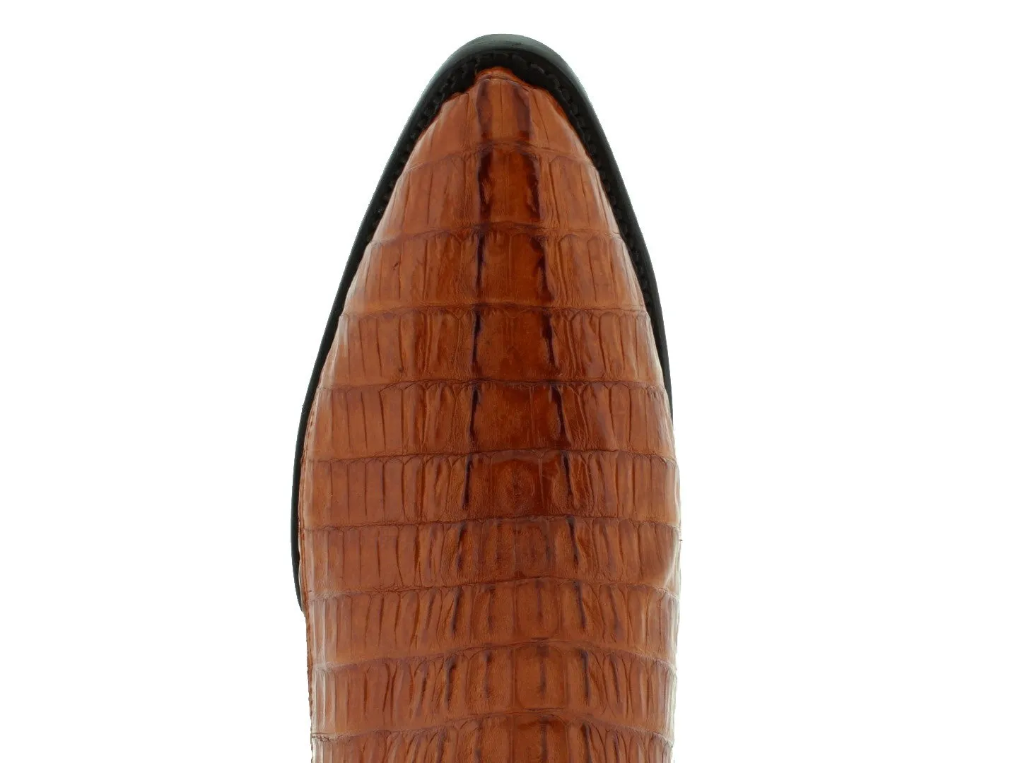 Mens Cognac Crocodile Tail Skin Cowboy Boots - Round Toe
