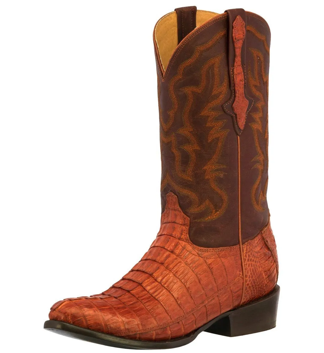 Mens Cognac Crocodile Tail Skin Cowboy Boots - Round Toe