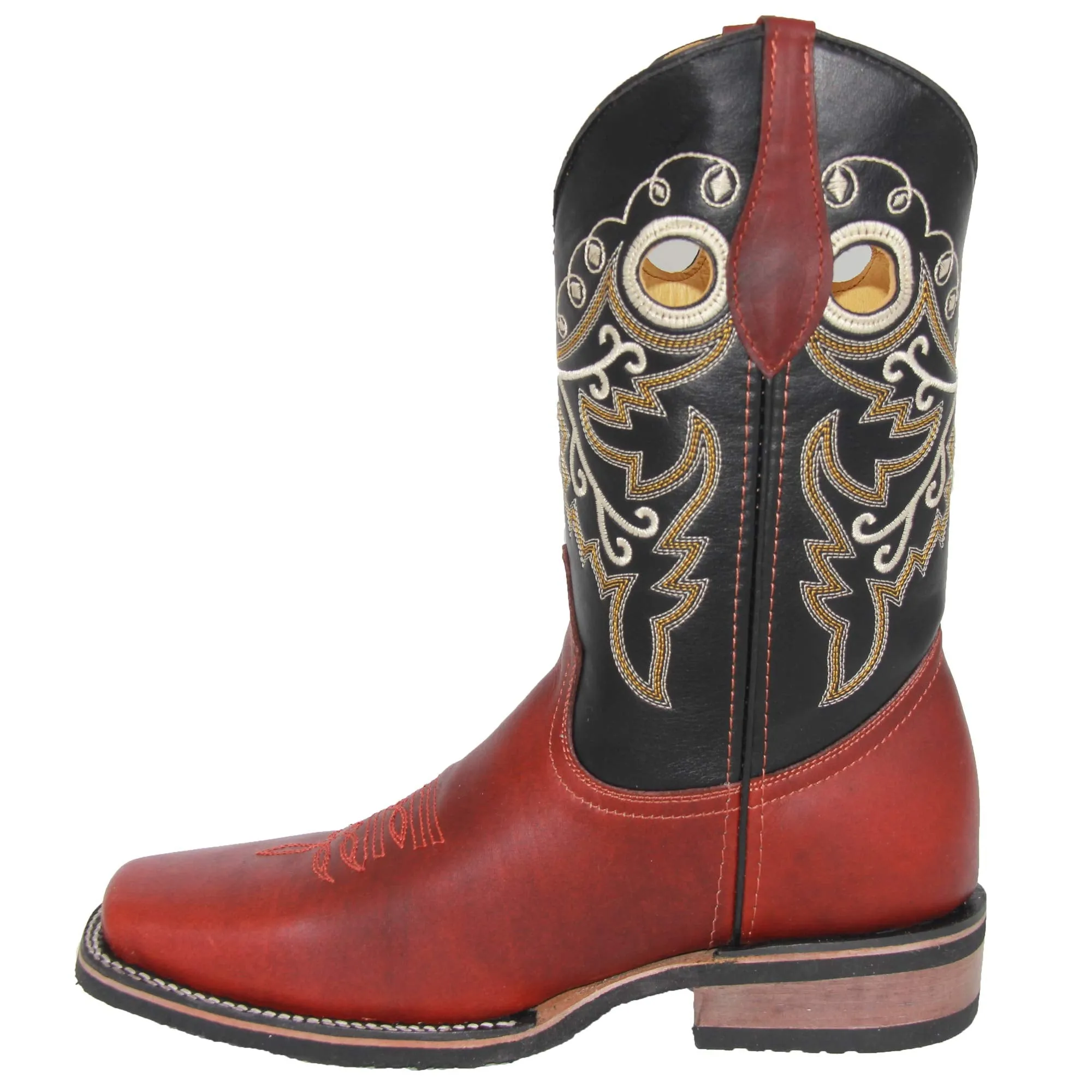 Mens Genuine Leather Cowboy Square Toe Western Rodeo Boots