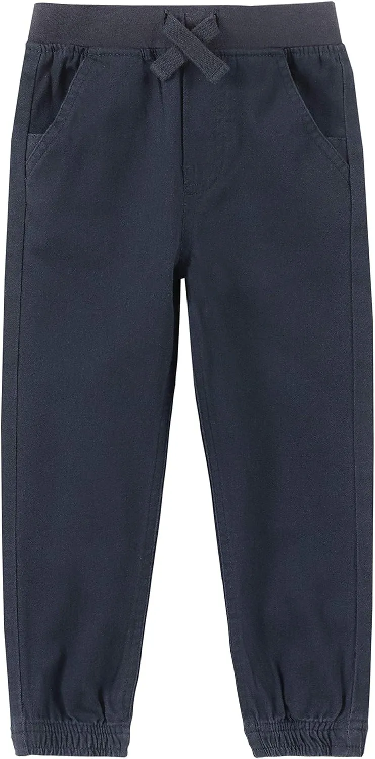 Nautica Boys' School Uniform Jogger Pants, Elastic Waistband with Drawstring Closure, Stretch Twill Fabric