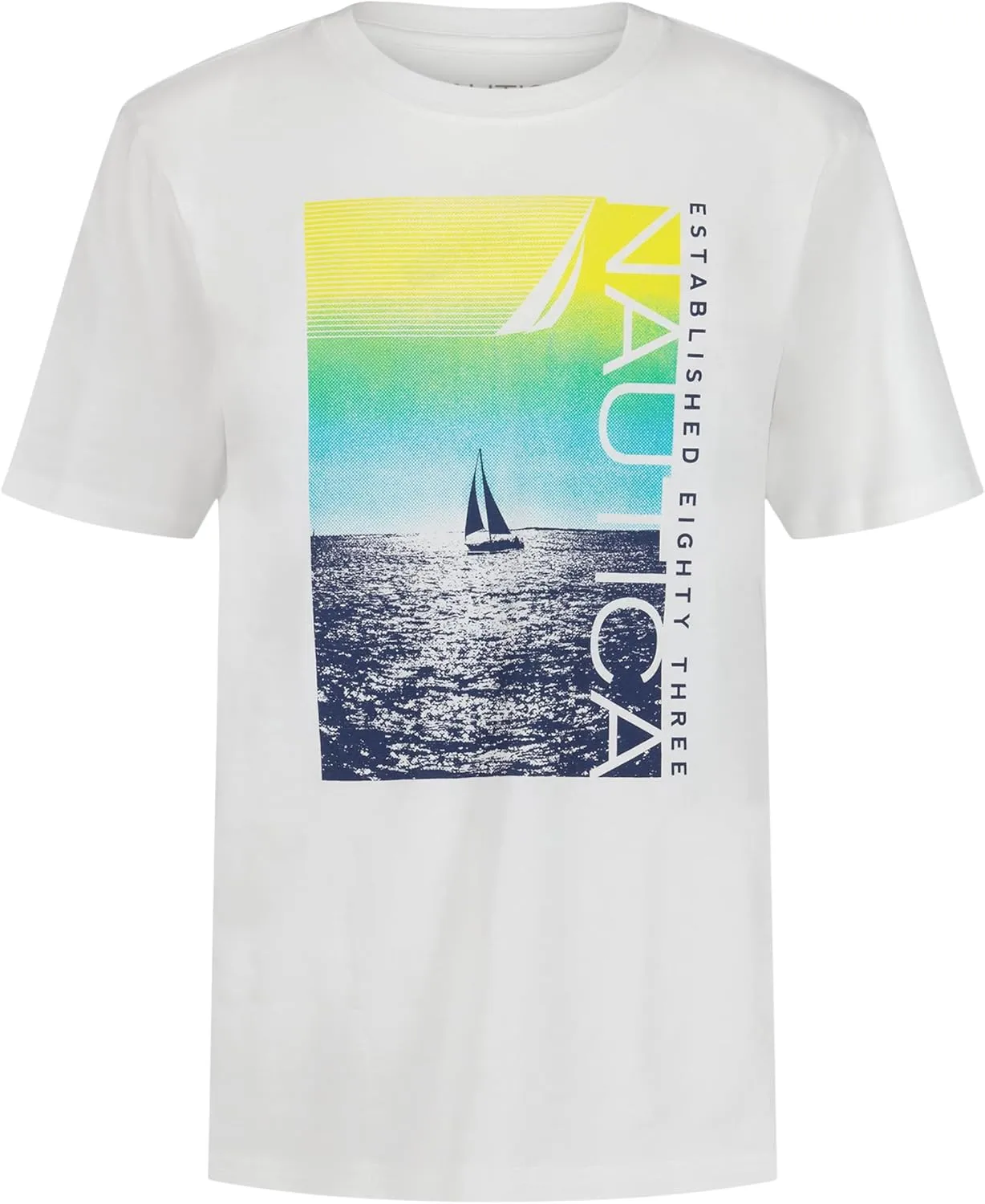 Nautica Boys' Short Sleeve Graphic Crew Neck T-Shirt, Soft, Comfortable, Relaxed Fit
