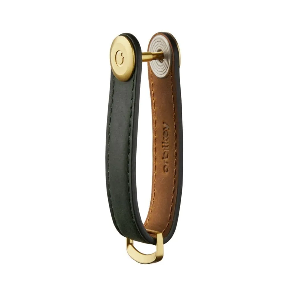 Orbitkey Leather Key Organiser Crazy Horse Forest Green with Green Stitching