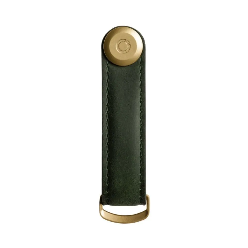 Orbitkey Leather Key Organiser Crazy Horse Forest Green with Green Stitching