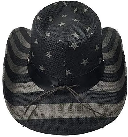 Patriot Men??s Vintage Tea-Stained USA American Flag Cowboy Hat w/Western Shape-It Brim
