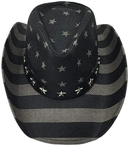 Patriot Men??s Vintage Tea-Stained USA American Flag Cowboy Hat w/Western Shape-It Brim