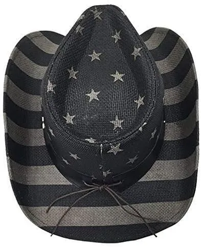 Patriot Men??s Vintage Tea-Stained USA American Flag Cowboy Hat w/Western Shape-It Brim